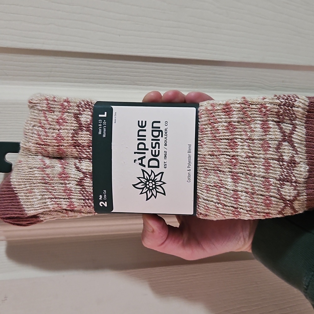 Alpine Design Novelty Ragg Socks: WASHED MAUVE:NWT:SZ L: MENS 8-13 WOMENS 10+